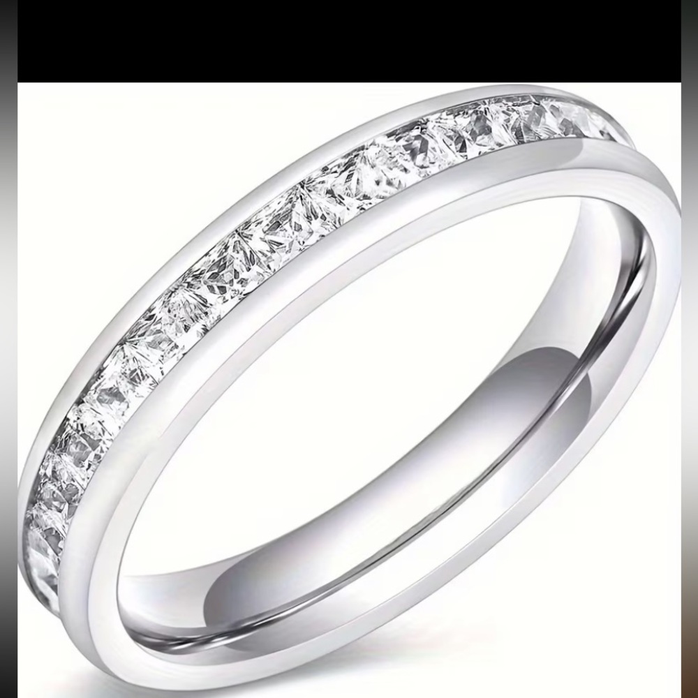 Classic White Crystal Channel-Set Band Eternity Ring